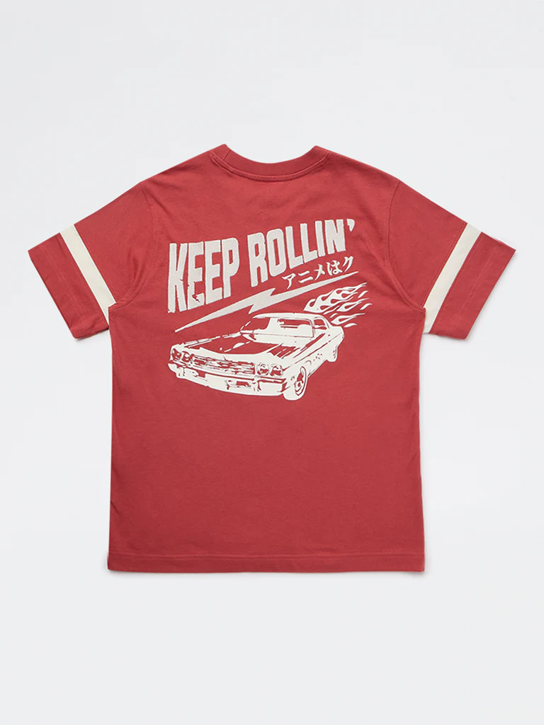 Y&F Kids Boys Red Racer-Inspired Cotton T-Shirt - Image 2