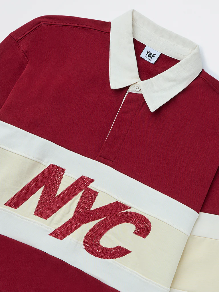 Y&F Kids Boys Red Text-Printed Cotton Sweatshirt - Image 3