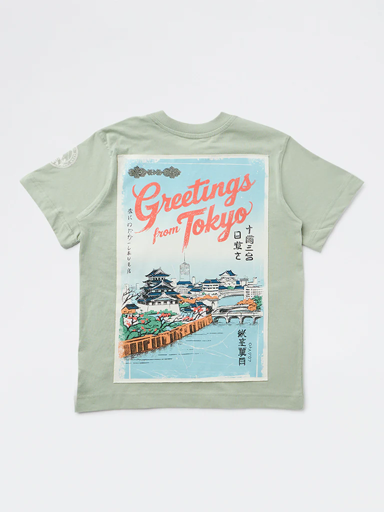 Y&F Kids Boys Sage Printed Cotton T-Shirt - Image 2