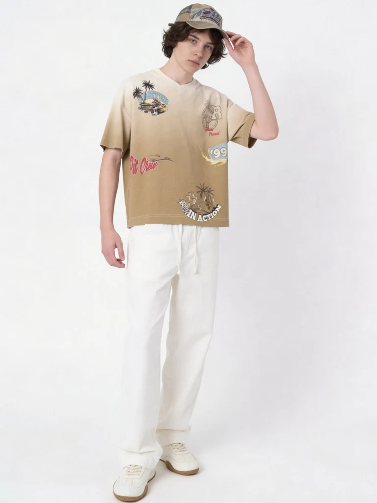 Y&F Kids Boys Taupe Graphic Printed Cotton T-Shirt
