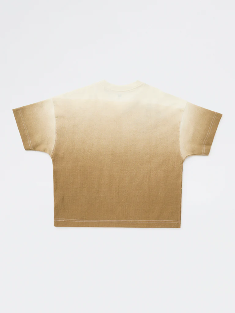 Y&F Kids Boys Taupe Graphic Printed Cotton T-Shirt - Image 4