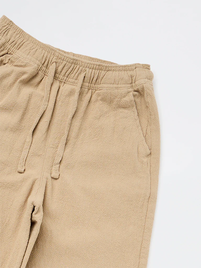 Y&F Kids Boys Taupe Mid-Rise Trousers - Image 5