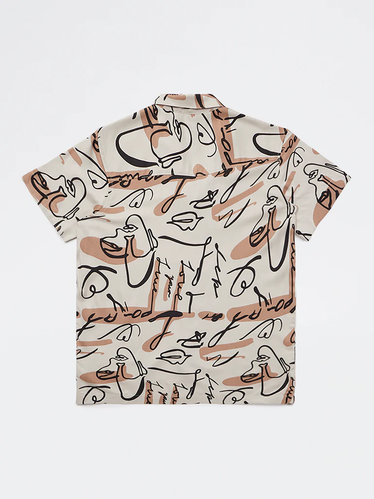 Y&F Kids Boys  Taupe Printed Shirt - Image 2