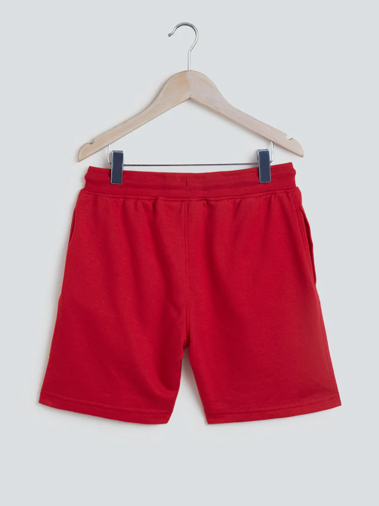 Y&F Kids Crimson Text Pattern Cotton-Blend Shorts - Image 3