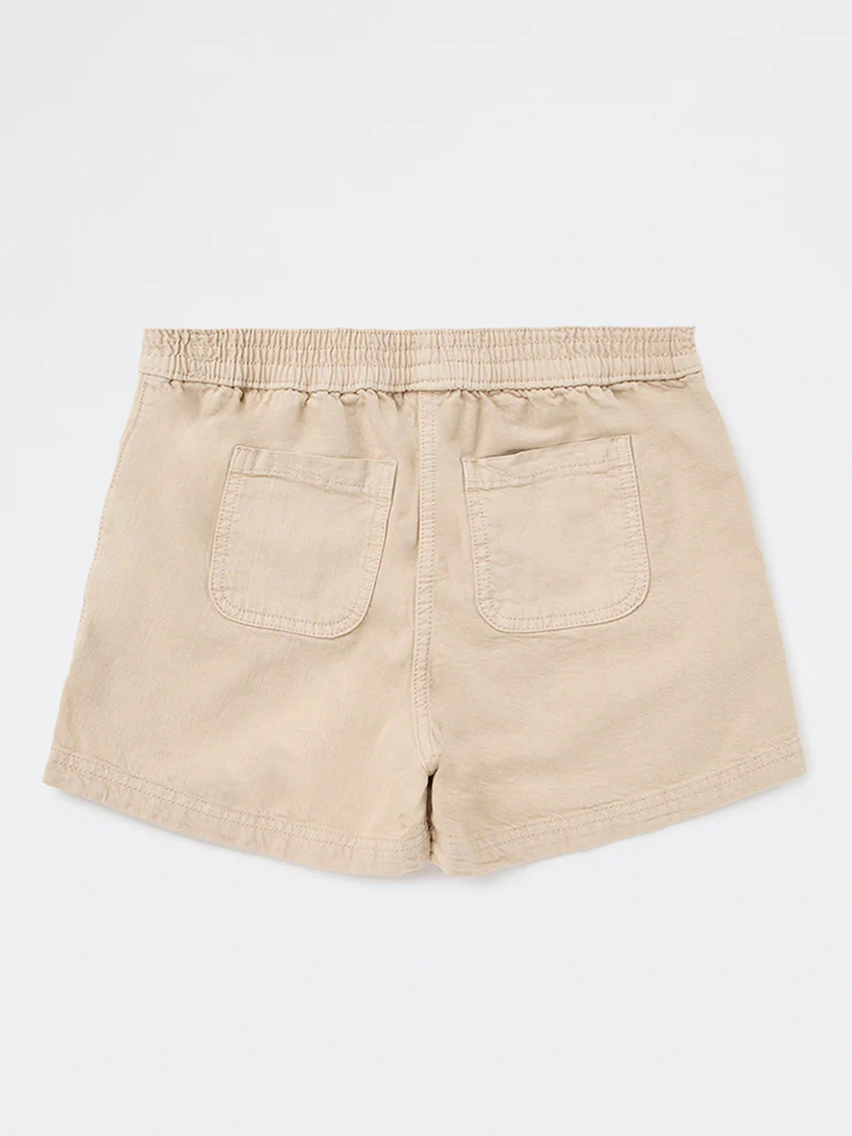 Y&F Kids Girls Beige High-Rise Cotton Shorts - Image 5