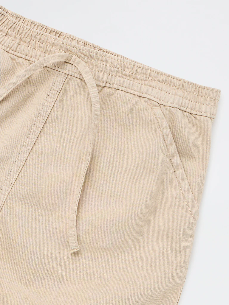 Y&F Kids Girls Beige High-Rise Cotton Shorts - Image 6