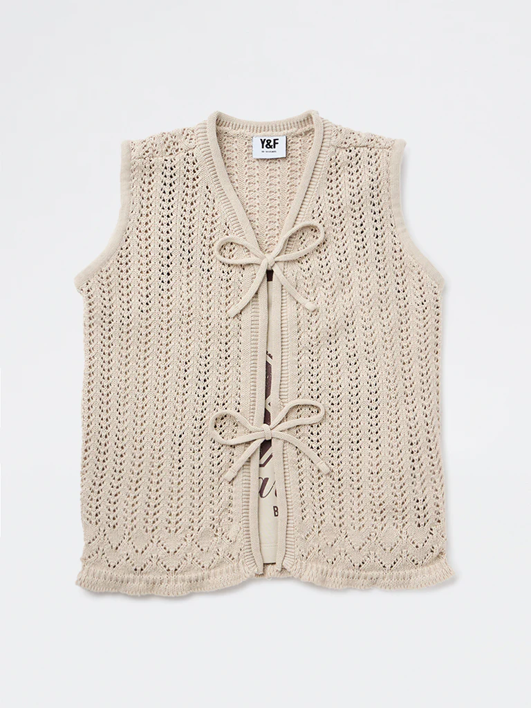 Y&F Kids Girls Beige Printed Cotton Top - Image 3