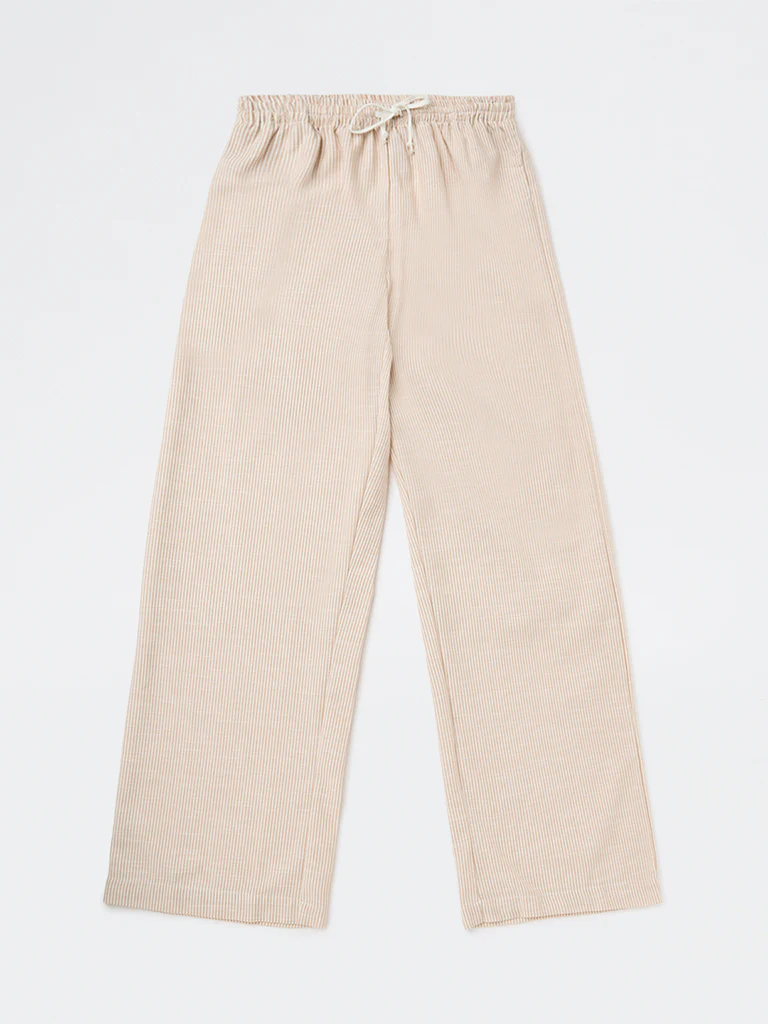 Y&F Kids Girls Beige Striped High-Rise Pants - Image 4