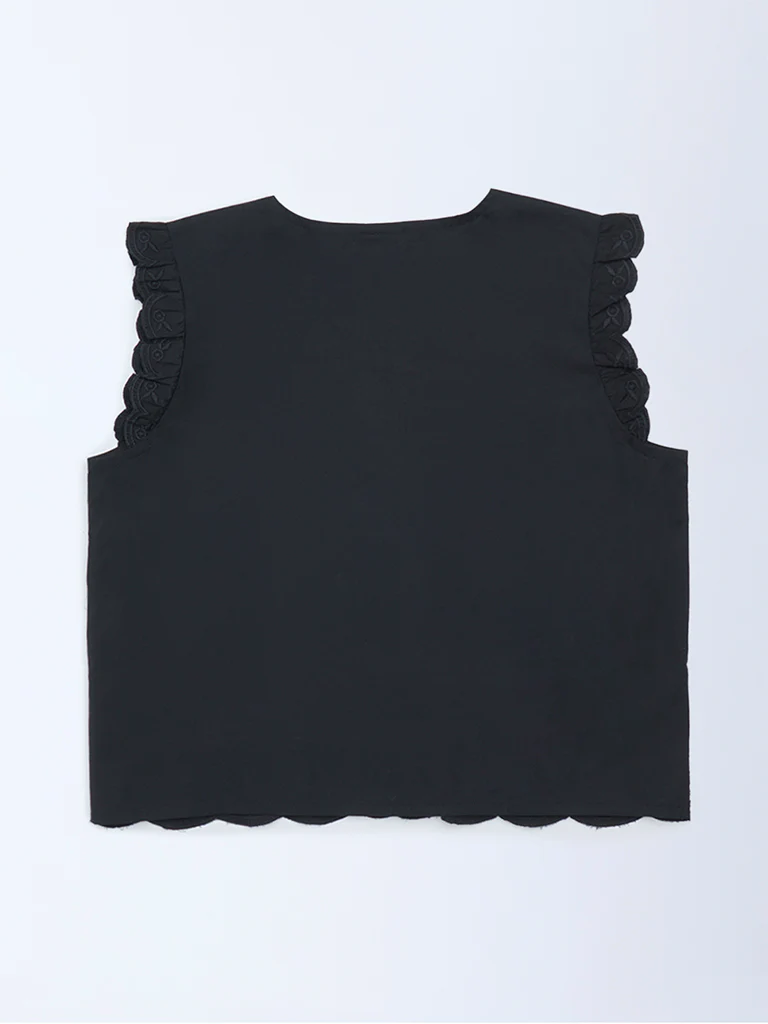 Y&F Kids Girls Black Bow-Detailed Cotton Top - Image 3