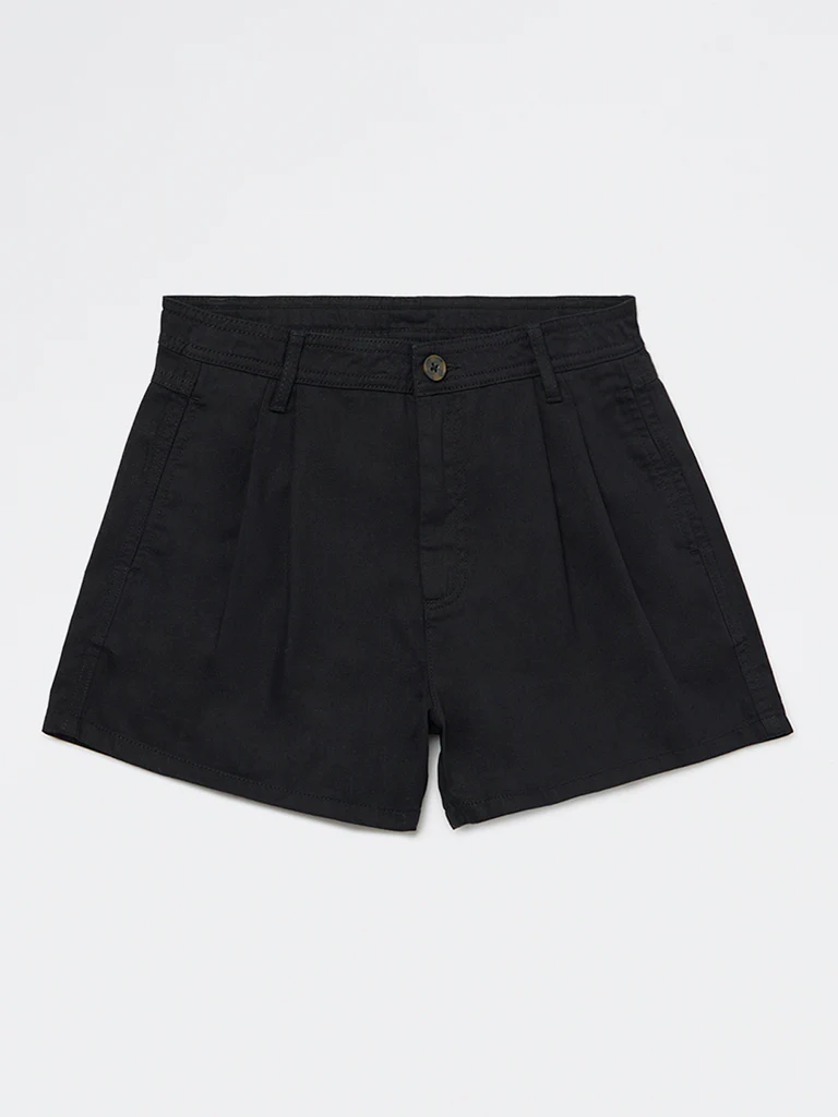 Y&F Kids Girls Black High-Rise Cotton Shorts - Image 4