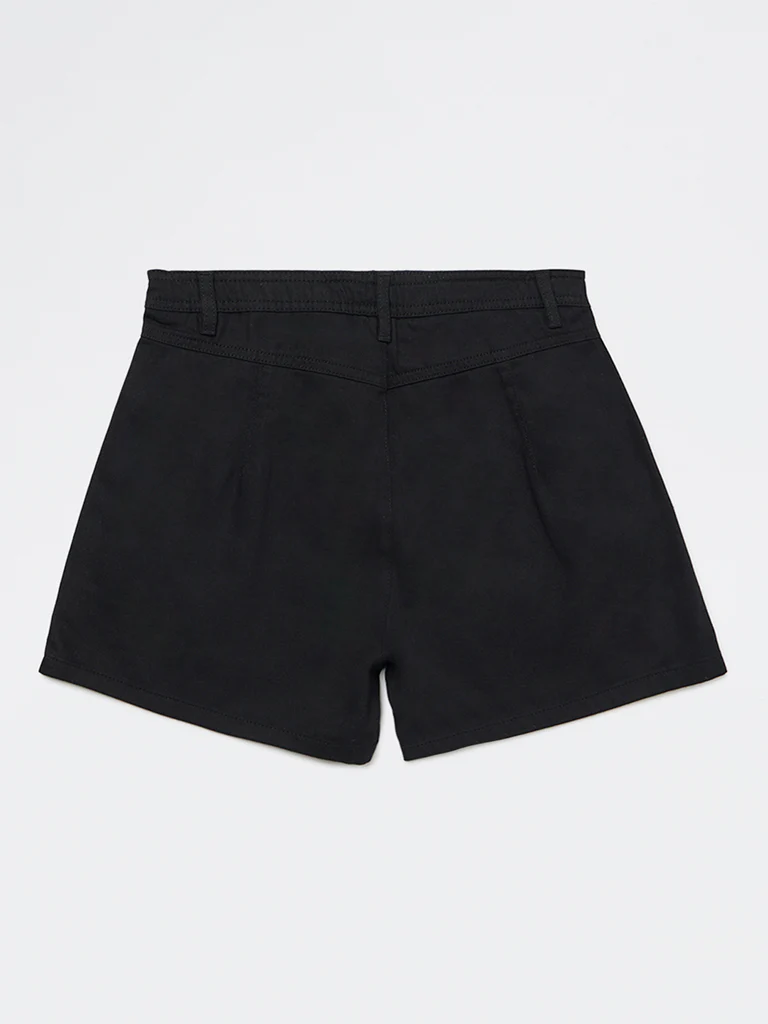 Y&F Kids Girls Black High-Rise Cotton Shorts - Image 5