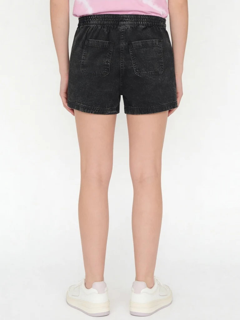 Y&F Kids Girls Black High-Rise Denim Shorts - Image 3
