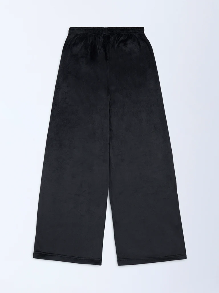 Y&F Kids Girls Black High-Rise Velvet Trousers - Image 2
