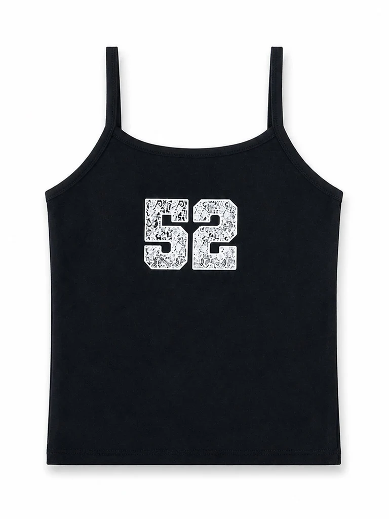 Y&F Kids Girls Black Numeric Printed Cotton-Blend Top - Image 3