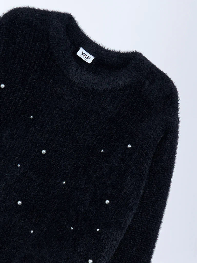 Y&F Kids Girls Black Pearlescent Sweater - Image 6