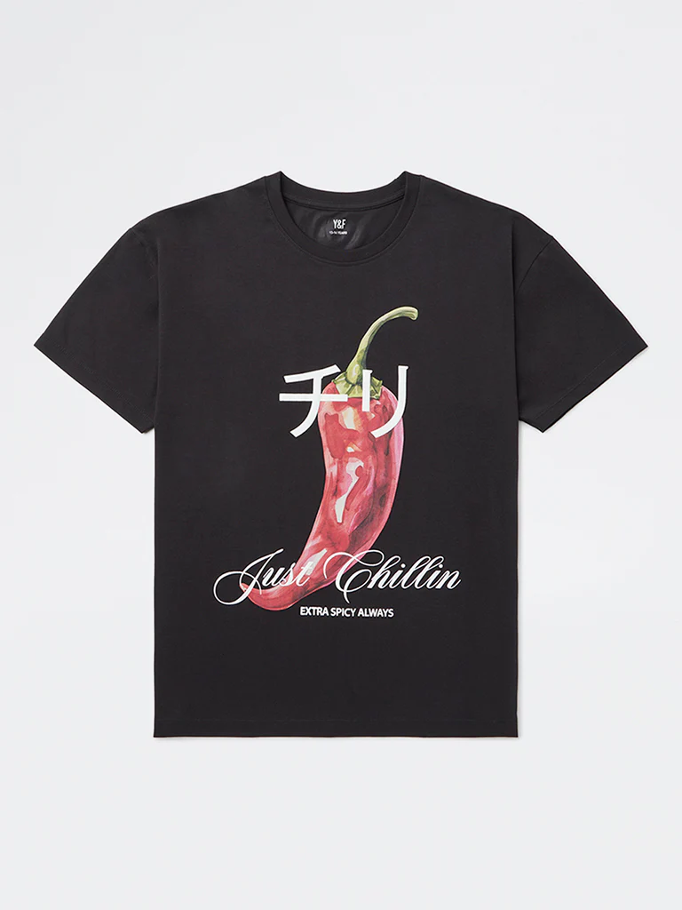Y&F Kids Girls Black Printed Cotton T-Shirt - Image 3