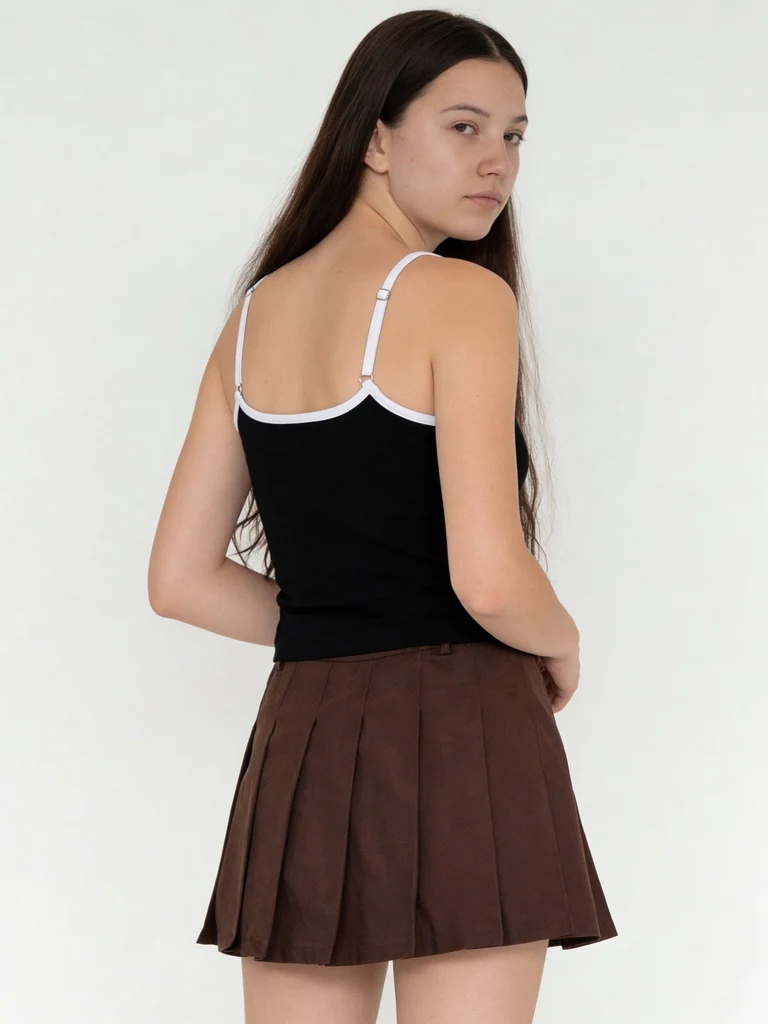 Y&F Kids Girls Black Side Stripe Cotton-Blend Camisole Top - Image 2