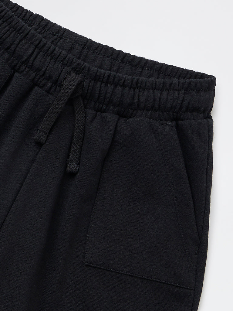 Y&F Kids Girls Black Solid High-Rise Cotton-Blend Shorts - Image 6