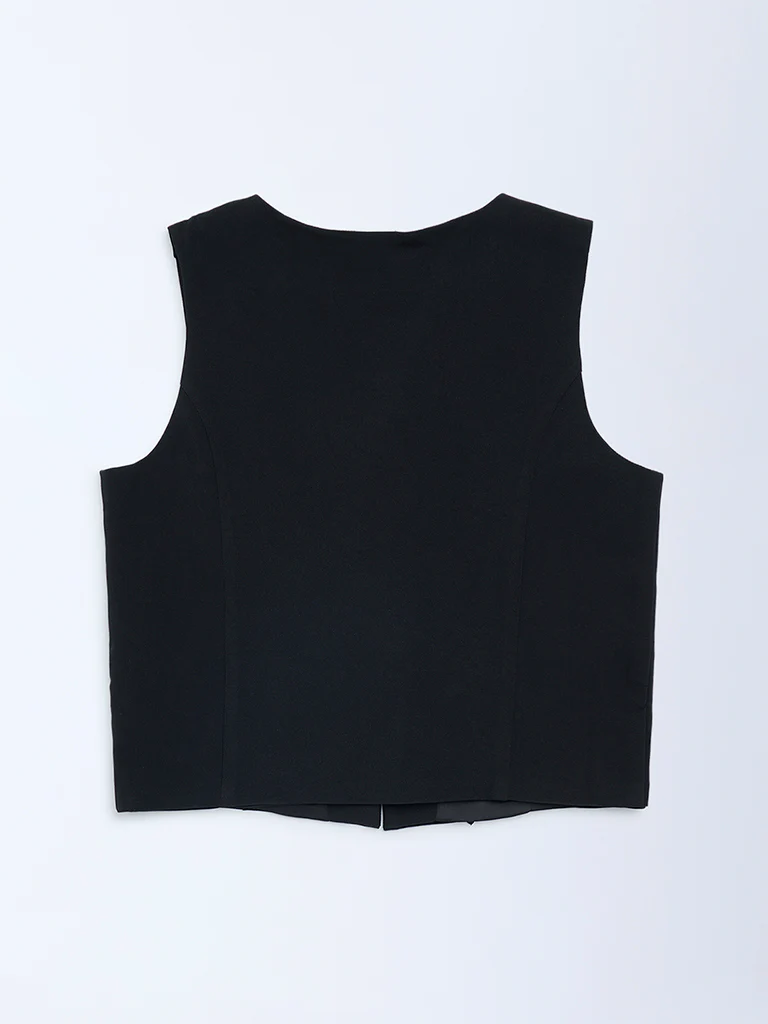 Y&F Kids Girls Black Solid Waistcoat - Image 4