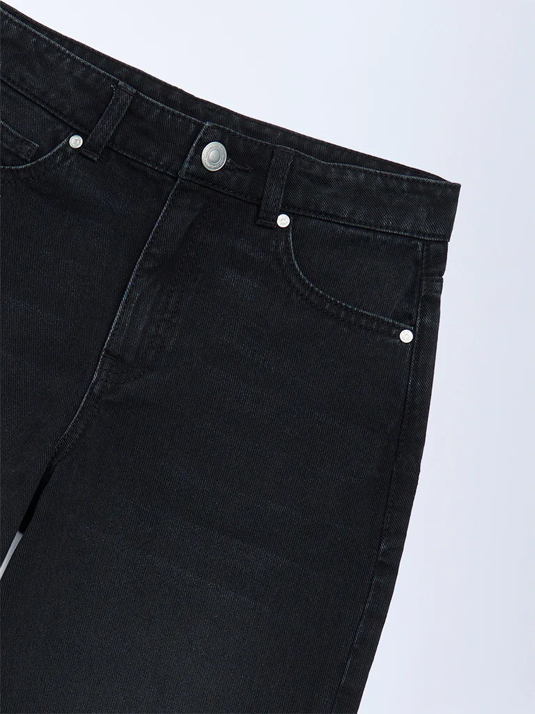 Y&F Kids Girls Black Wide-Leg High-Rise Jeans - Image 4
