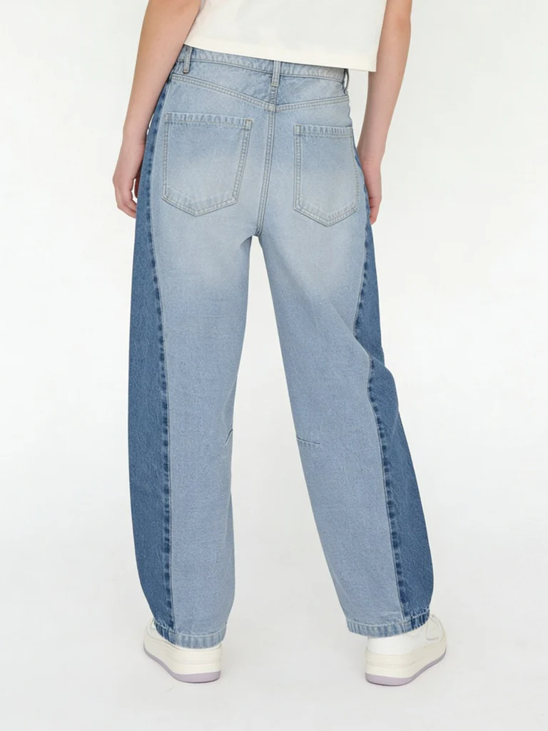 Y&F Kids Girls Blue Colour-Blocked High-Rise Jeans - Image 2
