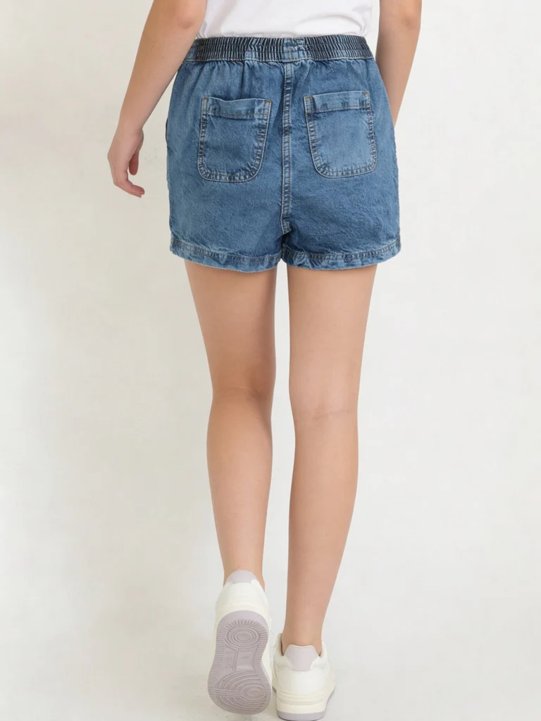 Y&F Kids Girls Blue Mid-Wash High-Rise Denim Shorts - Image 3