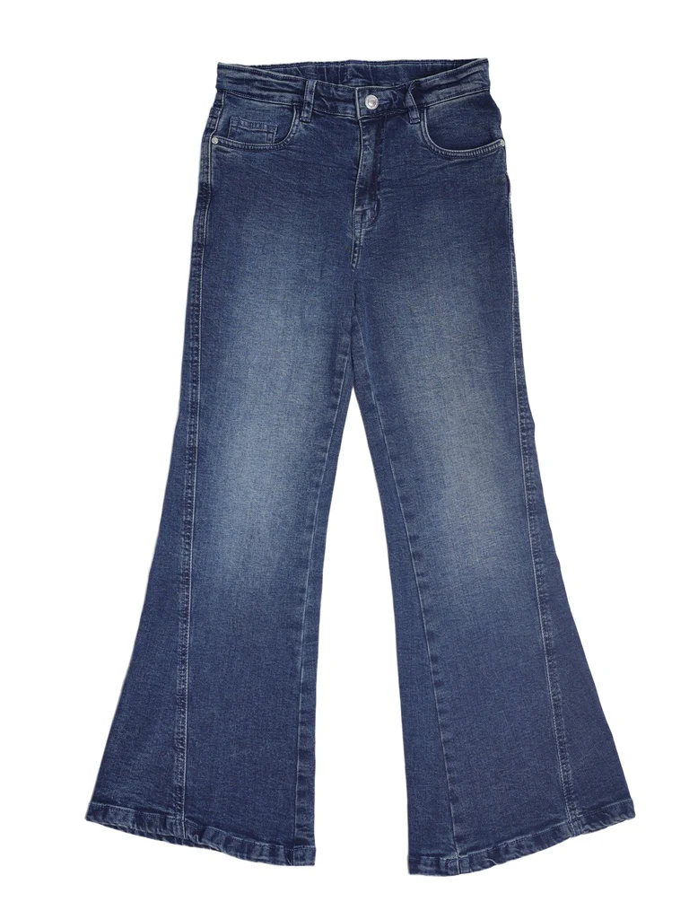 Y&F Kids Girls Blue Stretch Flare-Fit Jeans - Image 3
