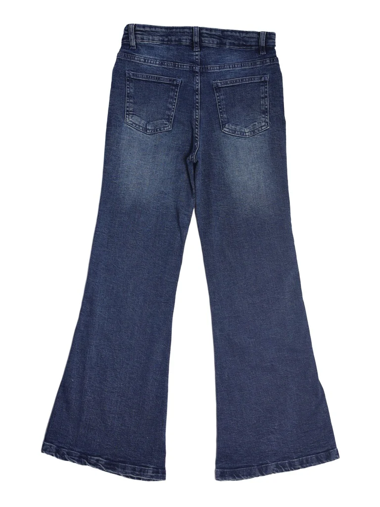 Y&F Kids Girls Blue Stretch Flare-Fit Jeans - Image 4