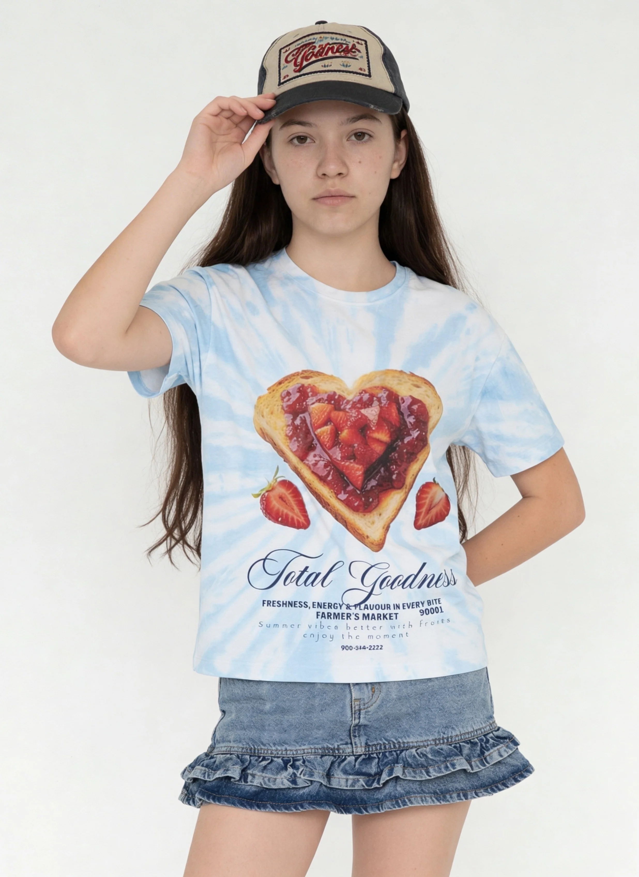 Y&F Kids Girls Blue Tie-Dye Pattern Cotton T-Shirt - Image 3