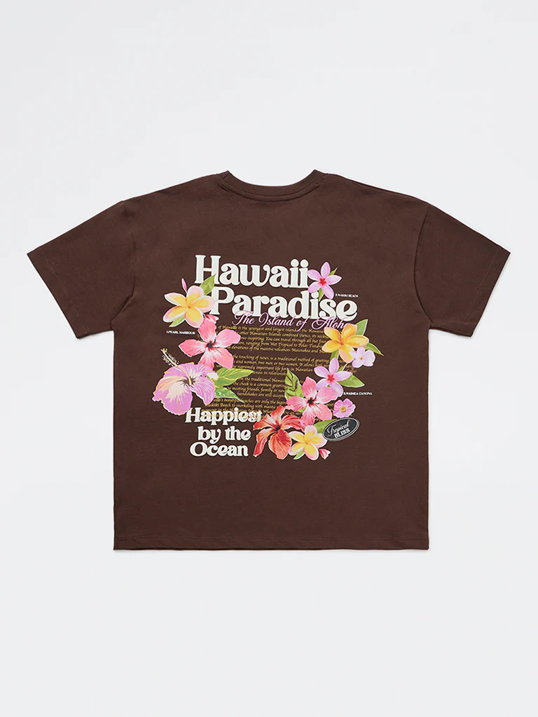 Y&F Kids Girls Brown Graphic-Printed Cotton T-Shirt - Image 2