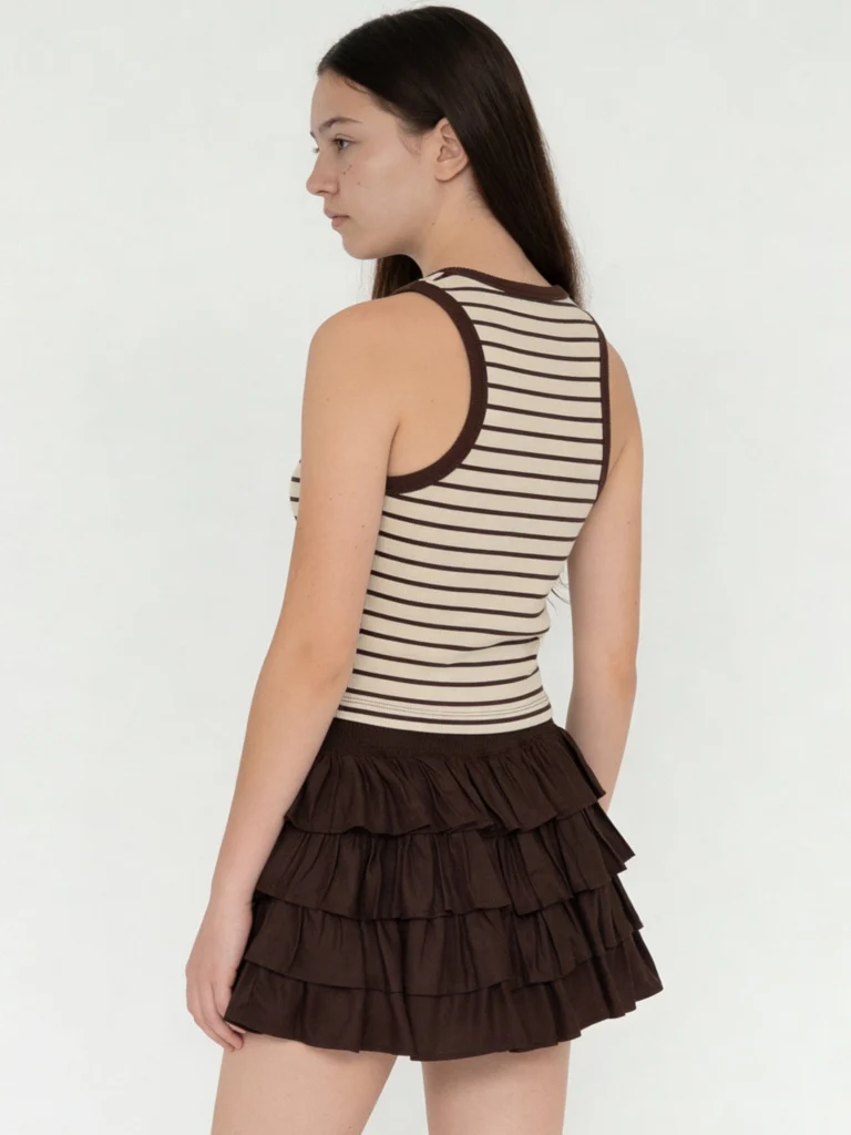 Y&F Kids Girls Brown Striped Cotton-Blend Top - Image 3