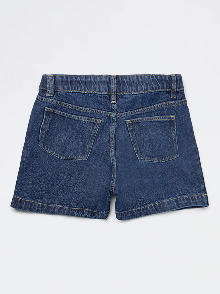 Y&F Kids Girls Dark Blue Denim Skorts - Image 2