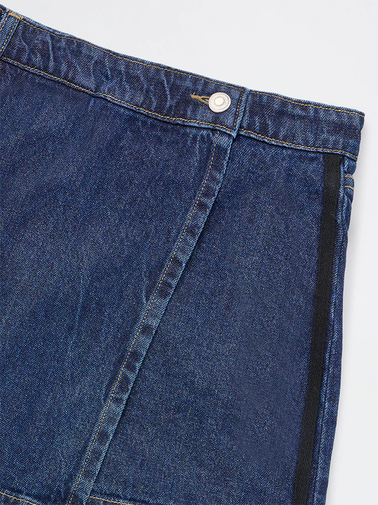 Y&F Kids Girls Dark Blue Denim Skorts - Image 3