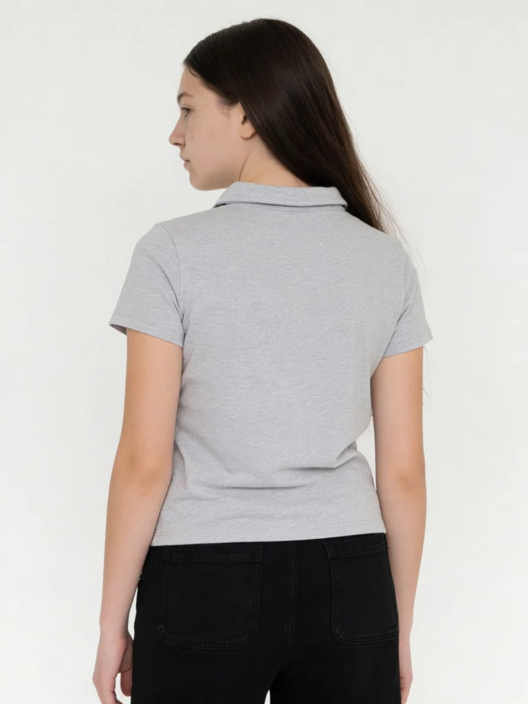 Y&F Kids Girls Grey Cotton-Blend Top with Tie - Image 2