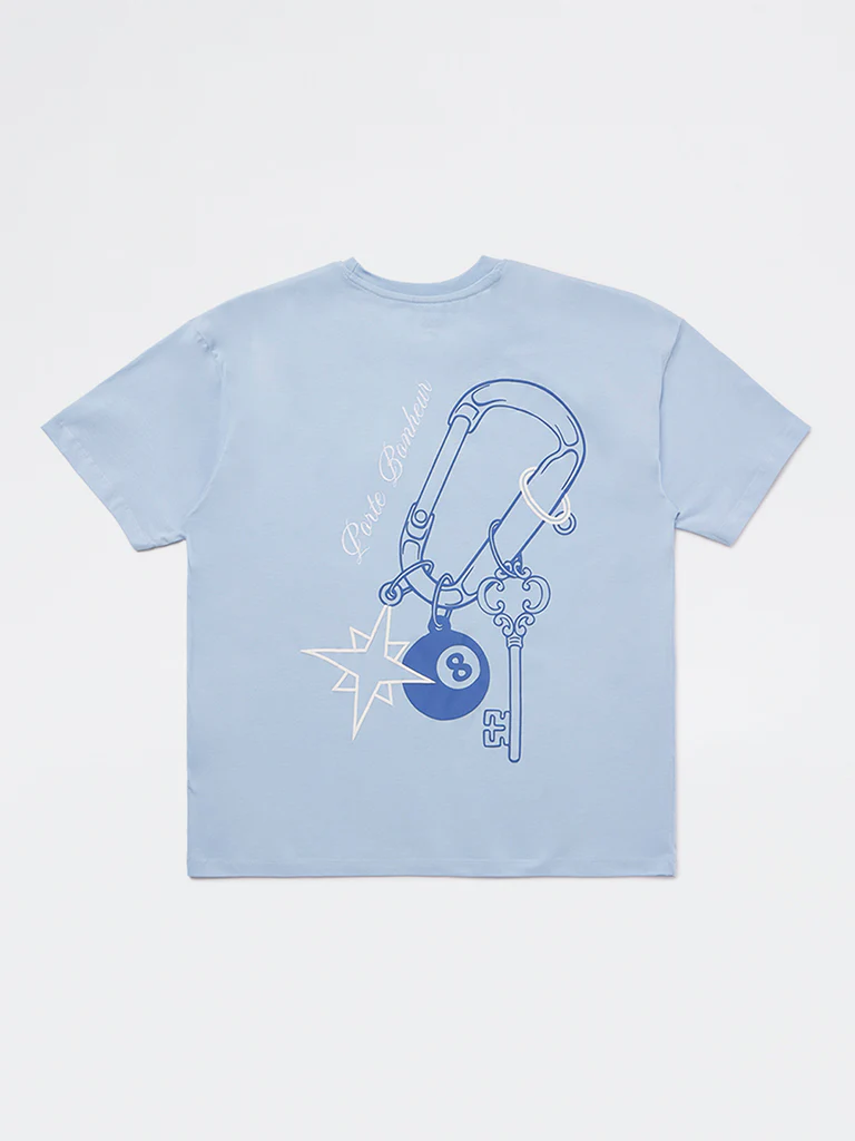 Y&F Kids Girls Light Blue Printed Cotton T-Shirt - Image 3