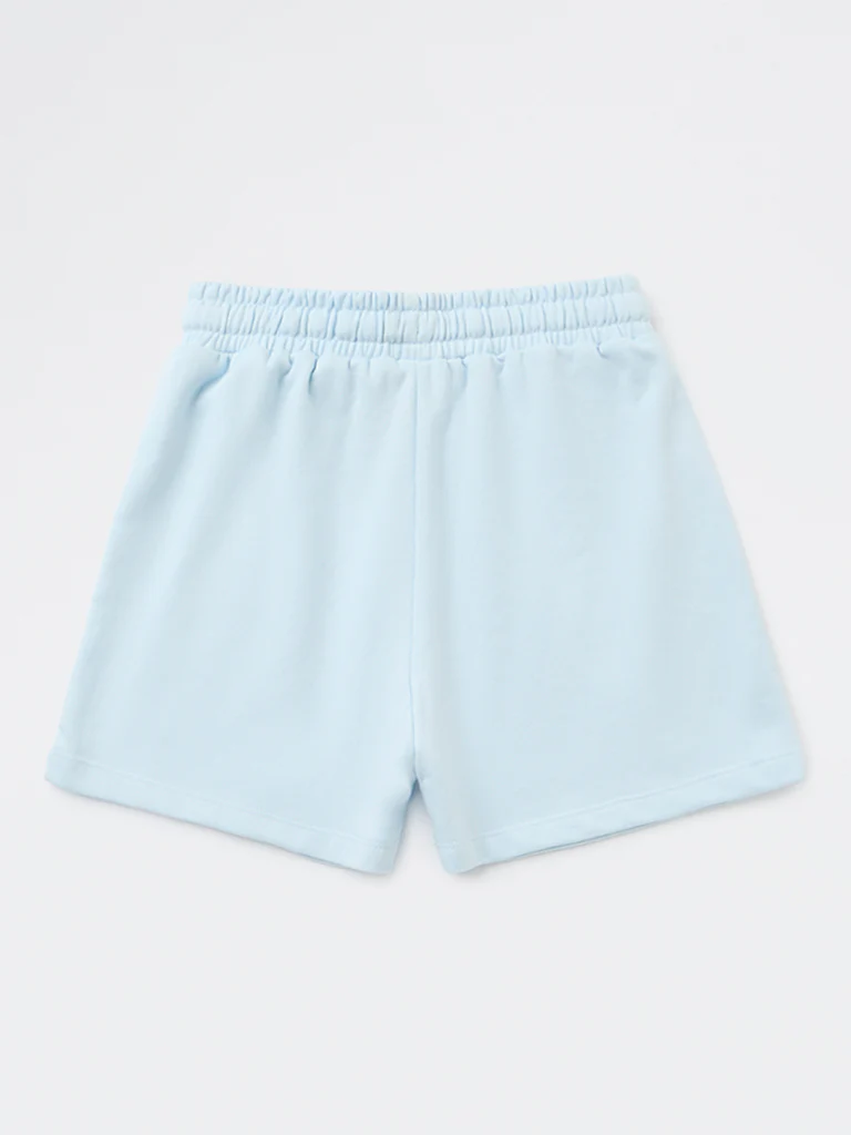 Y&F Kids Girls Light Blue Solid High-Rise Cotton-Blend Shorts - Image 5