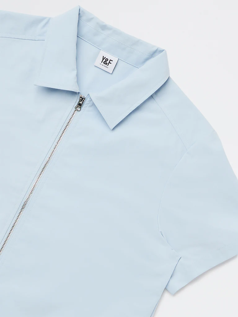 Y&F Kids Girls Light Blue Solid Shirt - Image 3