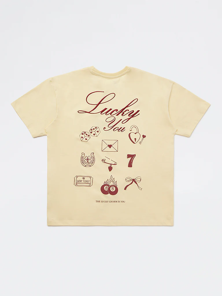 Y&F Kids Girls Light Yellow Graphic Design Cotton T-Shirt - Image 3