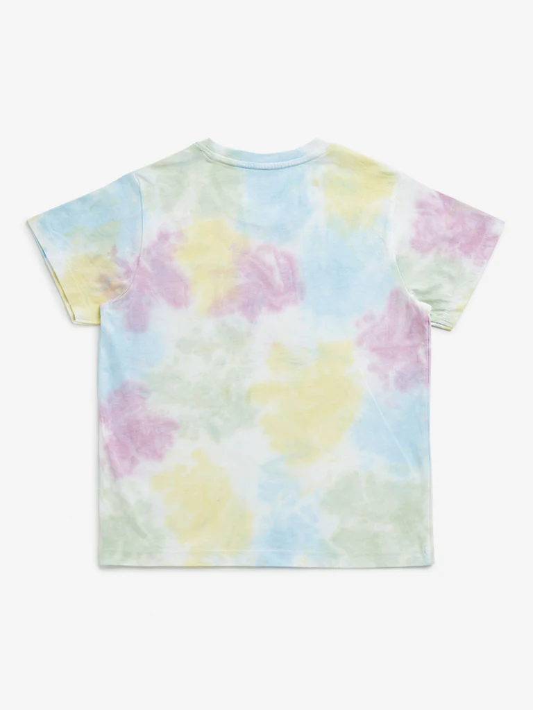Y&F Kids Girls Multicolour Tie-Dye Printed Cotton T-Shirt - Image 3