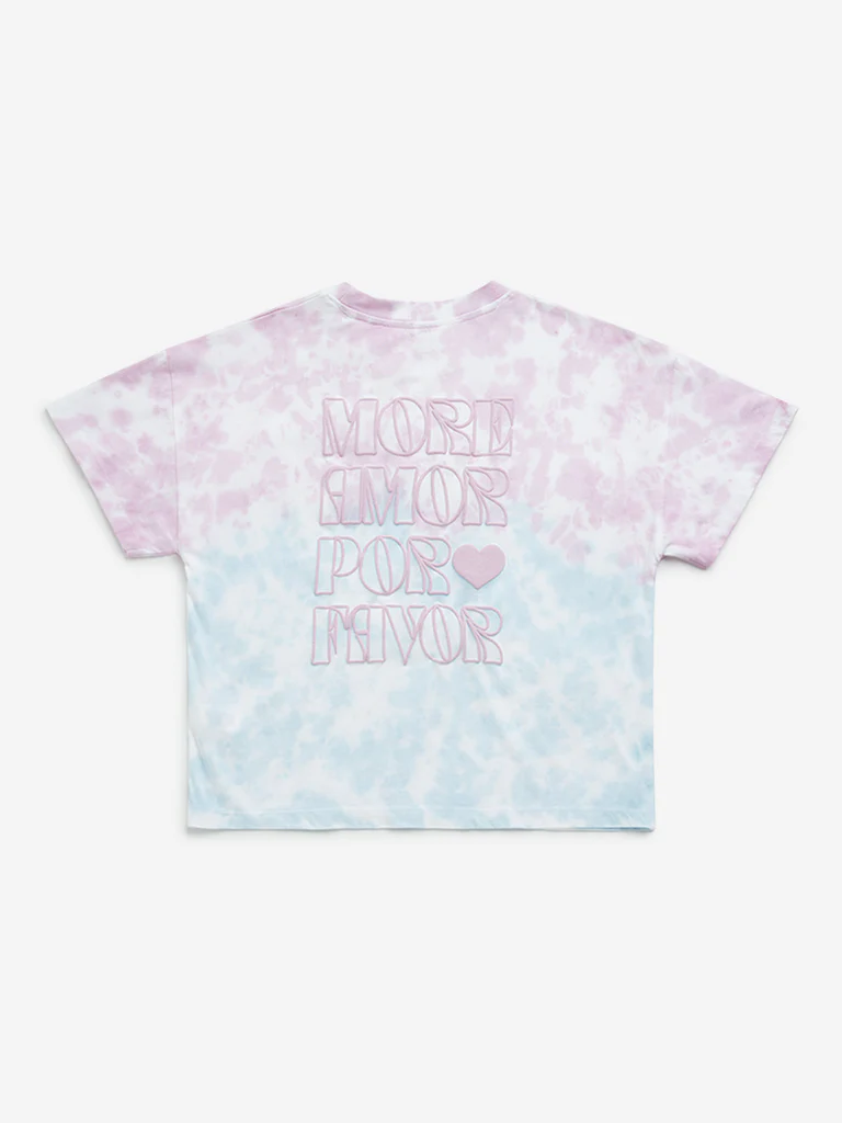 Y&F Kids Girls Multicolour Tie-Dye Printed Cotton T-Shirt - Image 3