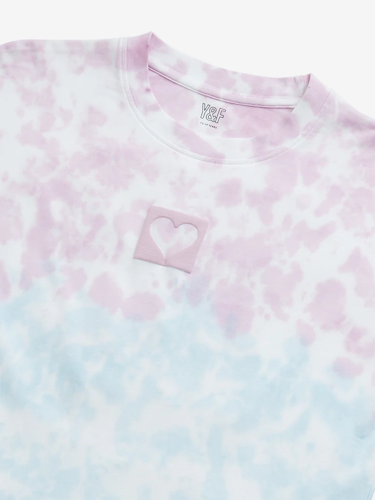 Y&F Kids Girls Multicolour Tie-Dye Printed Cotton T-Shirt - Image 4