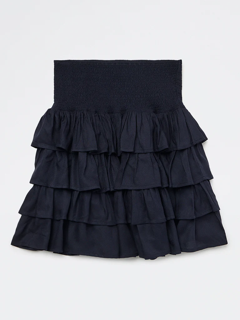 Y&F Kids Girls Navy Ruffled High-Rise Tiered Skirt - Image 4