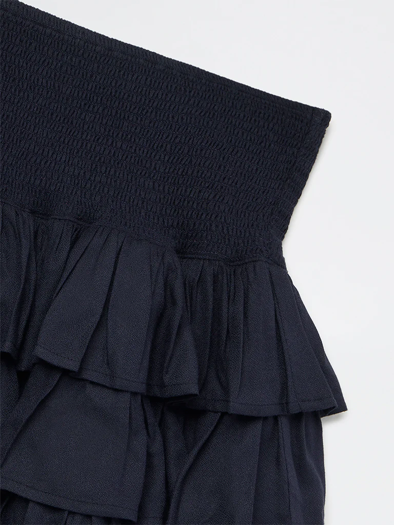 Y&F Kids Girls Navy Ruffled High-Rise Tiered Skirt - Image 5