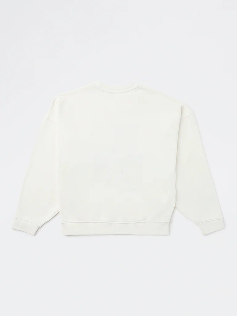 Y&F Kids Girls Off-White Text Printed Cotton-Blend Sweatshirt - Image 3