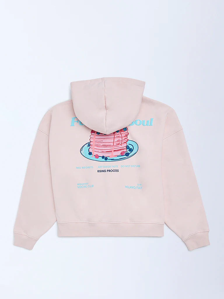 Y&F Kids Girls Pink Cotton-Blend Hoodie - Image 3