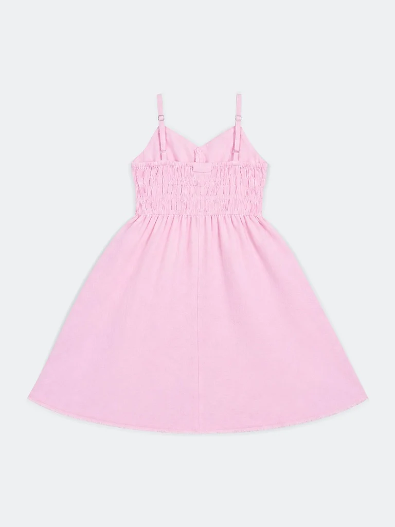 Y&F Kids Girls Pink Cotton Flared Dress - Image 2