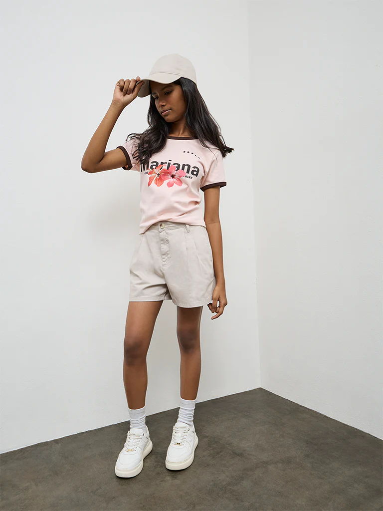 Y&F Kids Girls Pink Graphic Printed Cotton-Blend T-Shirt - Image 2