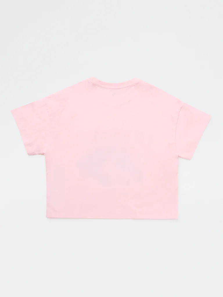 Y&F Kids Girls Pink Printed Cotton T-Shirt - Image 5
