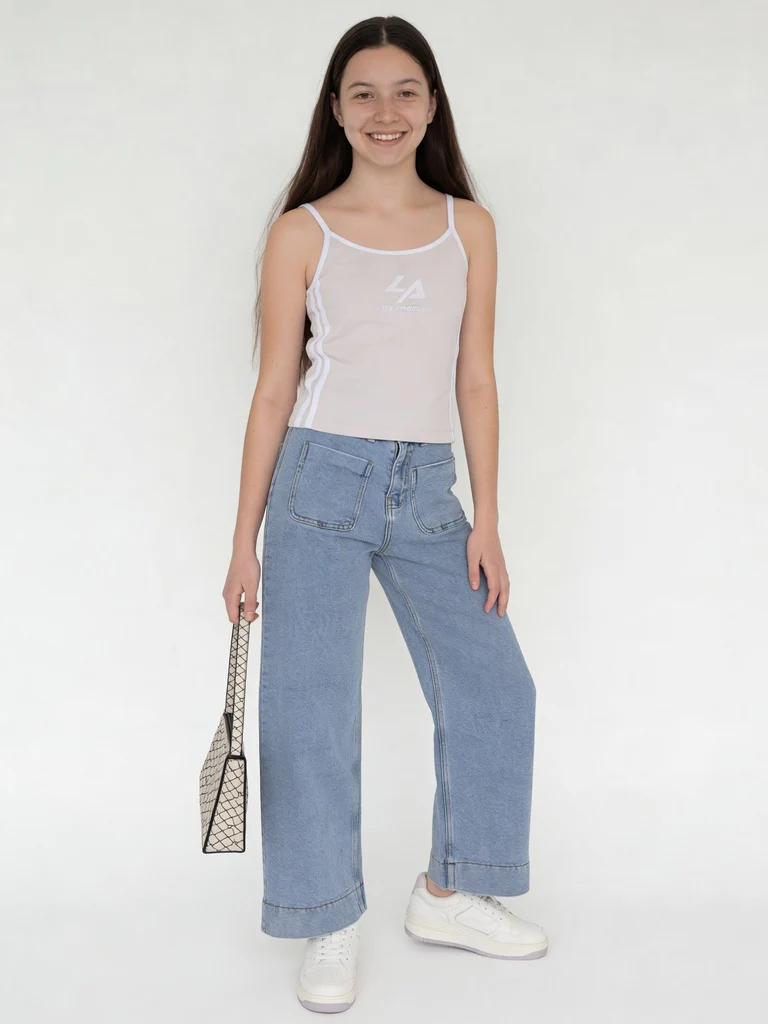 Y&F Kids Girls Pink Side Stripe Cotton-Blend Camisole Top