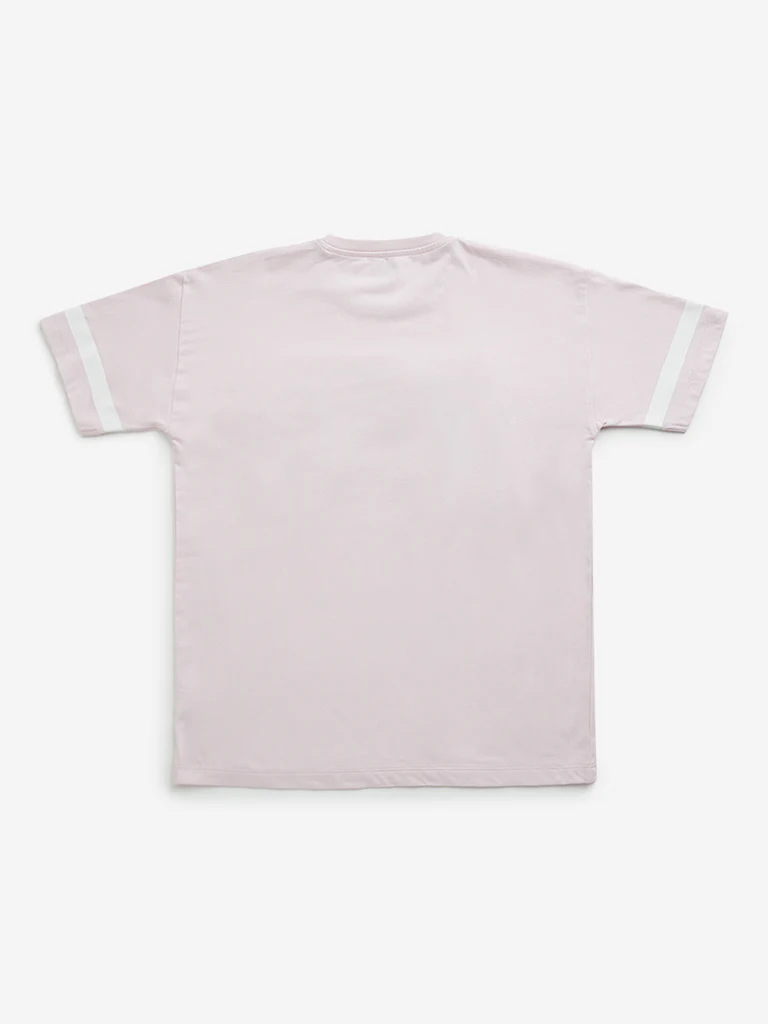 Y&F Kids Girls Pink Text Embroidered Cotton T-Shirt - Image 2